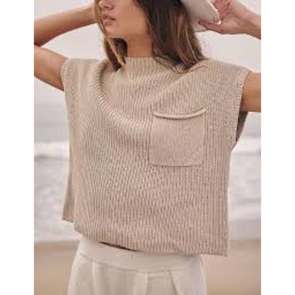 NWT Pretty Garden Short Sleeve Open Knit Pullover Boxy Sweater Top Size XL